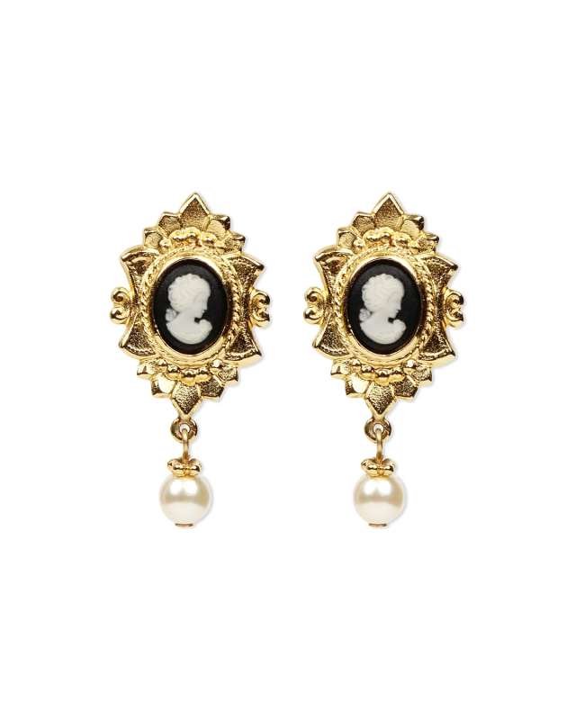 Cameo Pearly Pendant Earrings